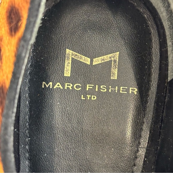 MARC FISHER Sz 8 Leopard Print Lace-Up Brogues Pony Hair Pointy Toe Shoes - Picture 4 of 9